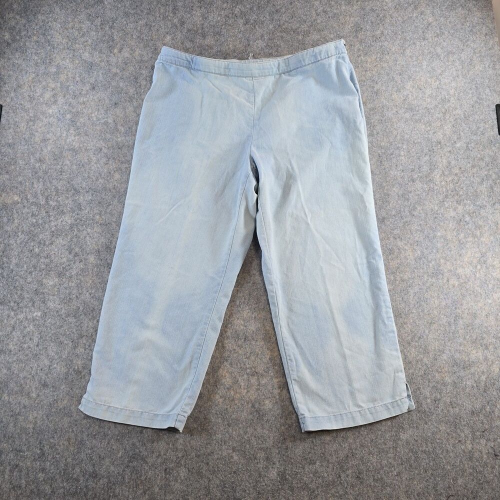 Khakis & Co Capri Pants Size 14 Light Wash Chambray Cotton Blend Side Zip